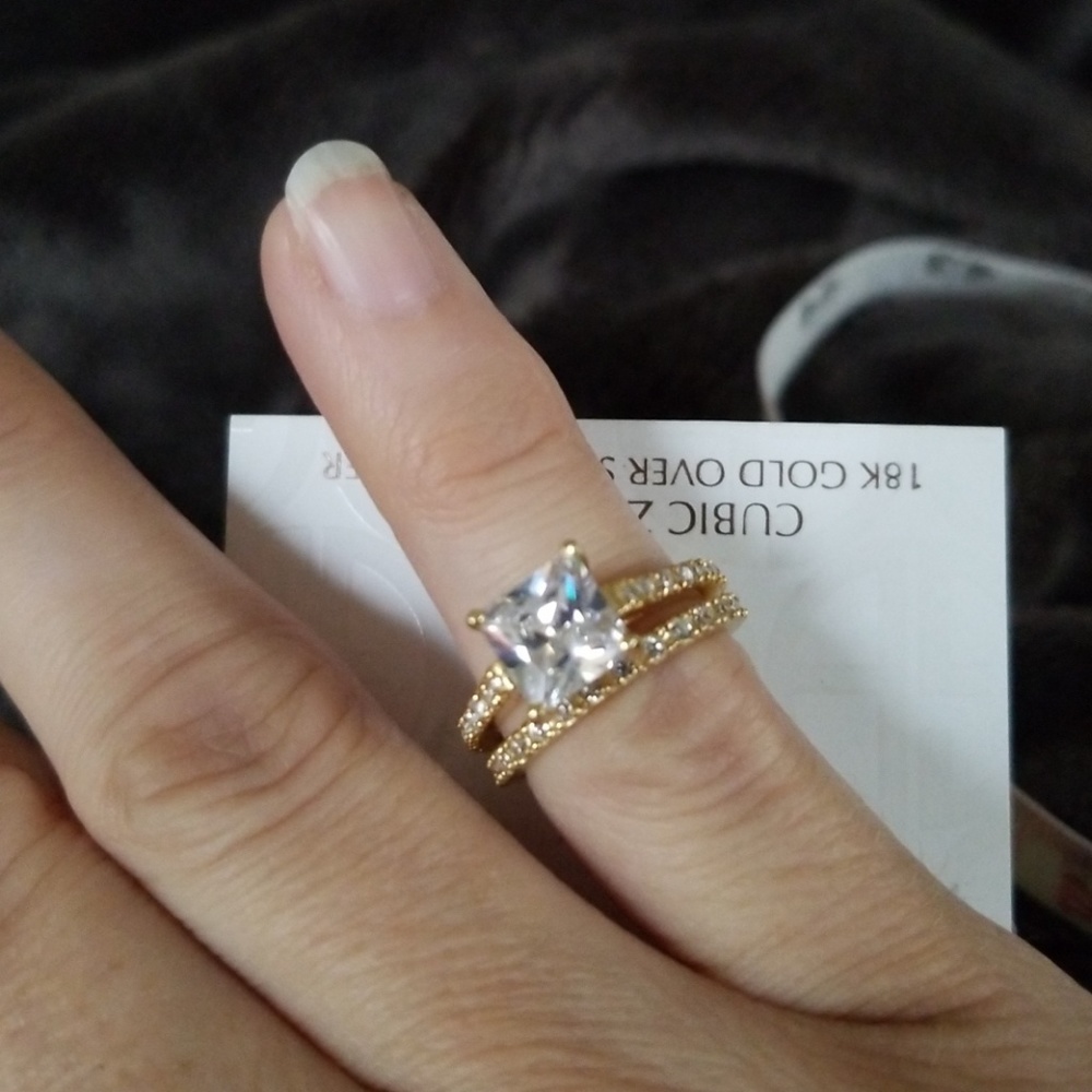 Giani Bernini Engagement set 18k over Sterling CZ